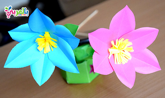 عمل وردة بالورق للاطفال | تعلم صنع وردة من الورق سهلة | Make Paper Flower Step by Step