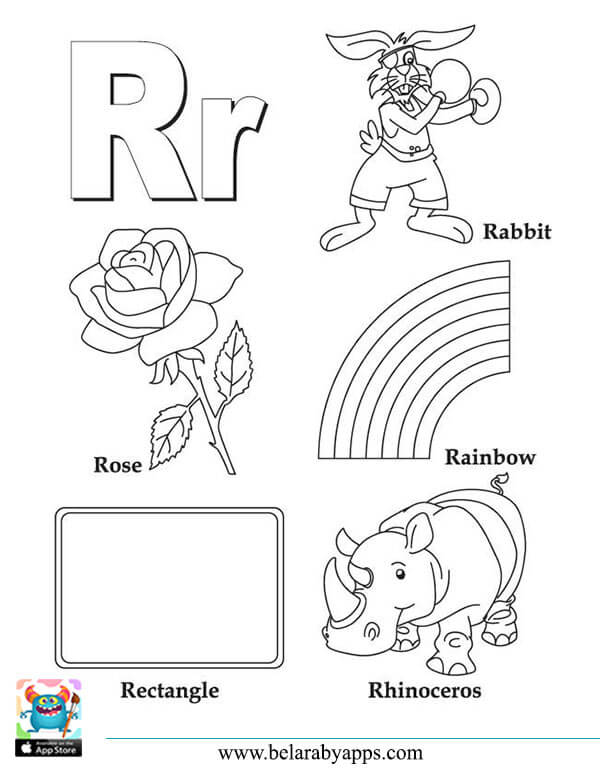 رسومات الحروف الانجليزية كبتل وسمول للتلوين مع الكلمات بطاقات للطباعة بالعربي نتعلم