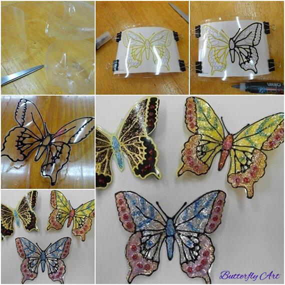 How to Make Glitter Butterfly from Plastic Bottles