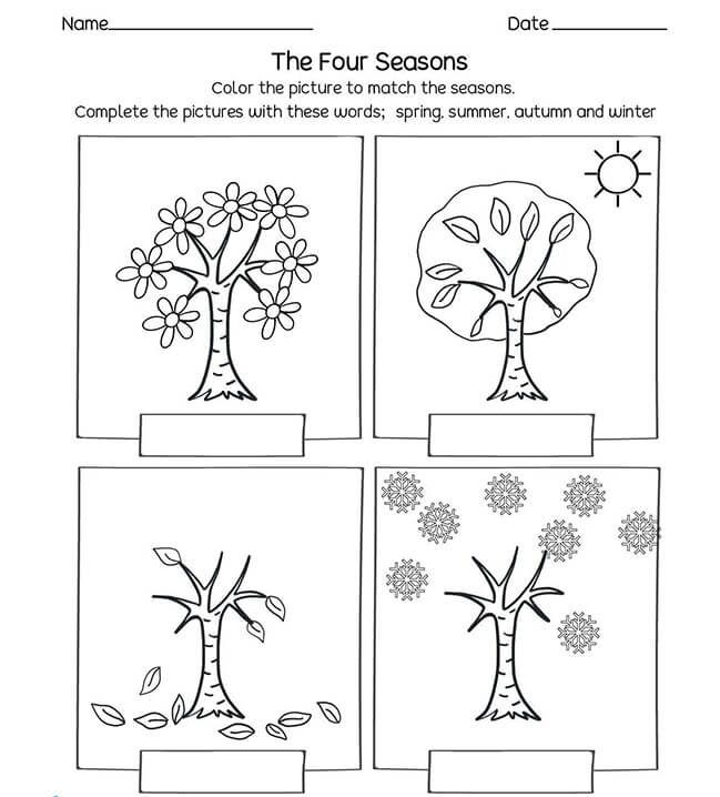 Download Free seasons worksheets for kindergarten أوراق عمل لفصول ...