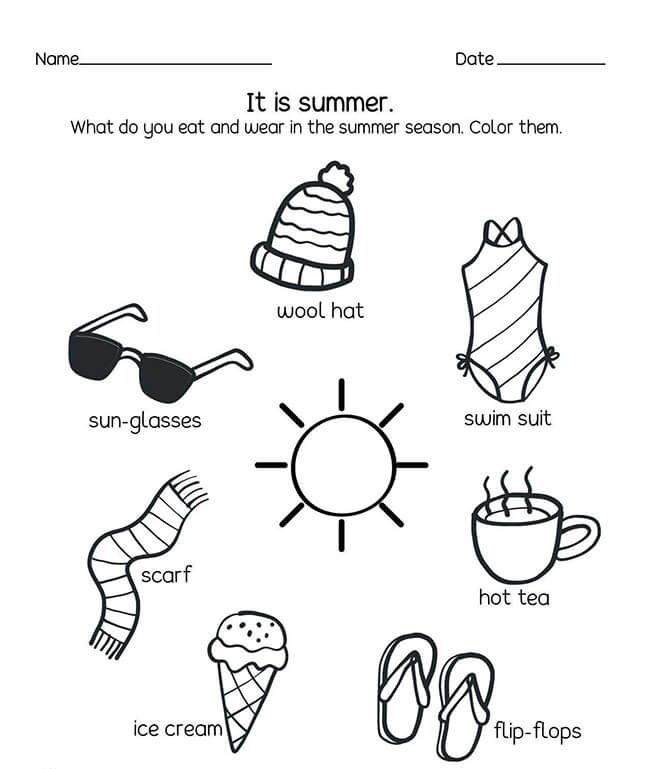 Free Seasons Worksheets For Kindergarten أوراق عمل لفصول السنة بالعربي نتعلم