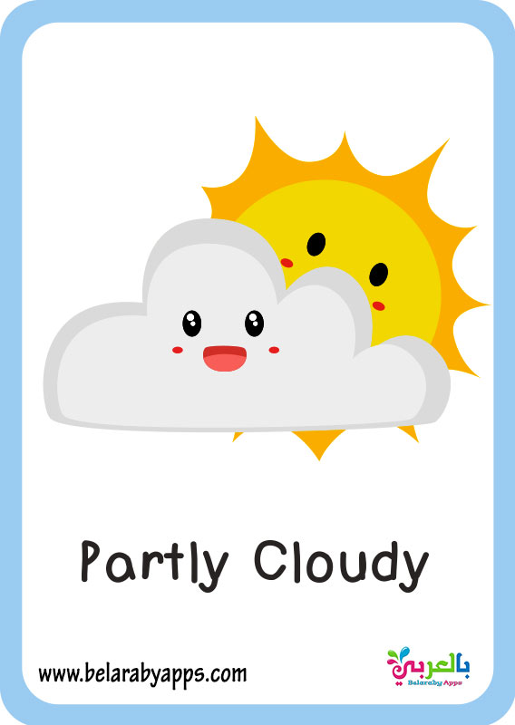 بطاقات تعليم حالة الطقس بالانجليزي pdf - فلاش كارد تعليمي ...