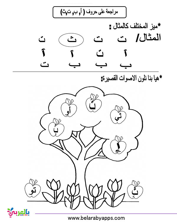 تمارين الحروف الهجائية لرياض الاطفال نموذج اختبار بالعربي نتعلم