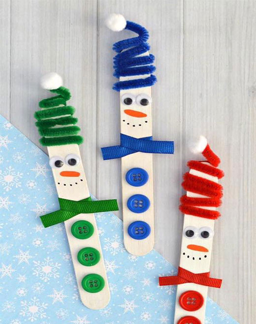 رجل الثلج بعصا الايس كريم - Easy Snowman Crafts for Adults