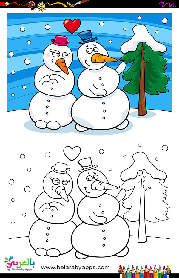 Free Printable Snowman Coloring Pages For Kids رسومات اطفال للتلوين رجل الثلج