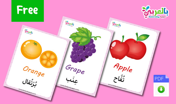 free fruits flashcards in arabic